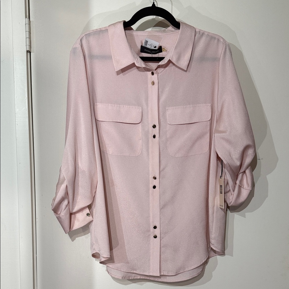 Women’s Ivanka Trump Blush Satin Blouse New W Tags Size Extra Large